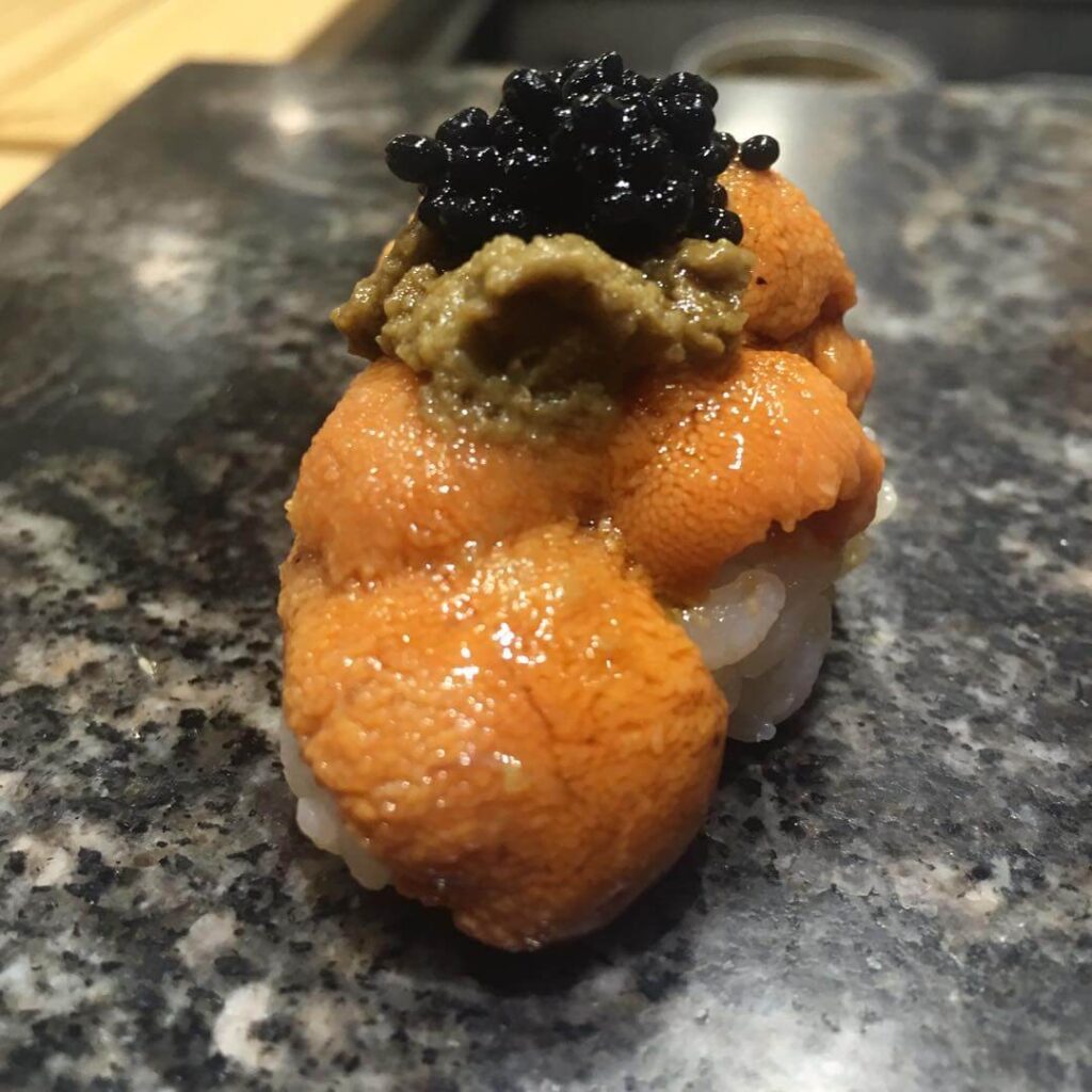 uni kani butter caviar sushi